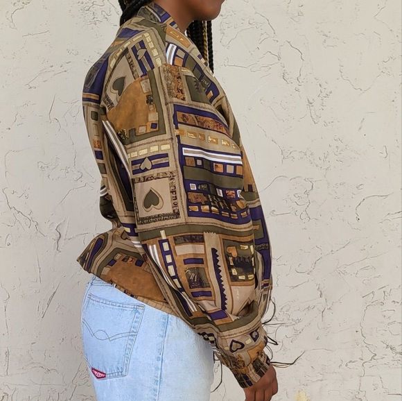 SOLD Vintage Brown Silk Jacket - Picture 5 of 8